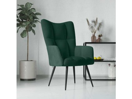 Relaxační křeslo tmavě zelené samet 328075