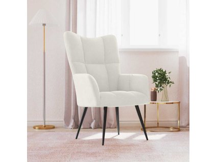 Relaxační židle krémově bílá samet 328082