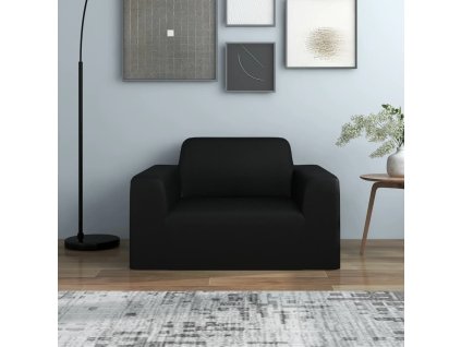 Strečový potah na pohovku černý polyesterový žerzej 332932