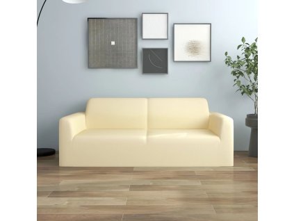 Strečový potah na dvoumístnou pohovku krémový polyester žerzej 332945