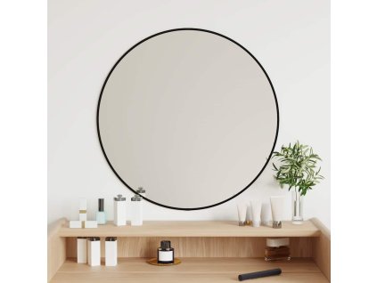 Nástěnné zrcadlo černé Ø 60 cm kulaté 348187