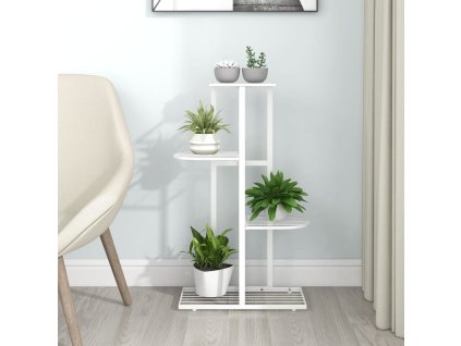 4patrový stojan na květiny 43 x 22 x 76 cm bílý kov 336109