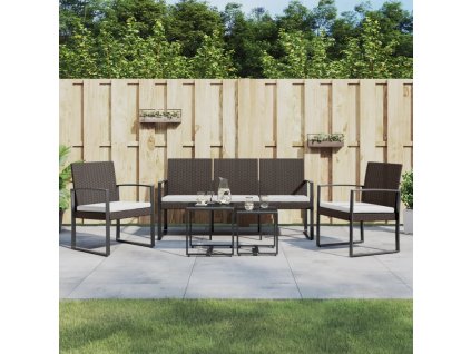 5dílný zahradní jídelní set s poduškami hnědý PP ratan 360219
