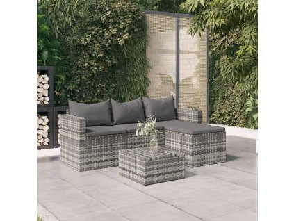 3dílná zahradní sedací souprava s poduškami šedá polyratan 362331
