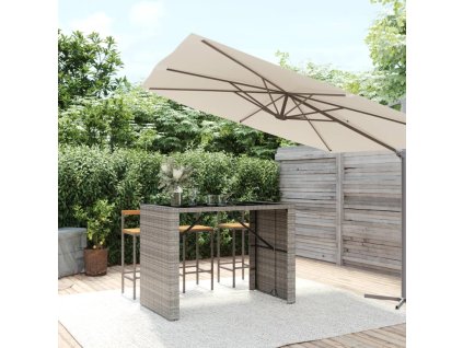 Barový stůl se skleněnou deskou šedý 145x80x110 cm polyratan 362598