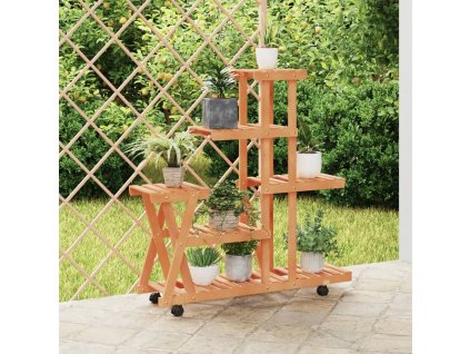 Stojan na květiny na kolečkách 95 x 25 x 101 cm masivní jedle 362882