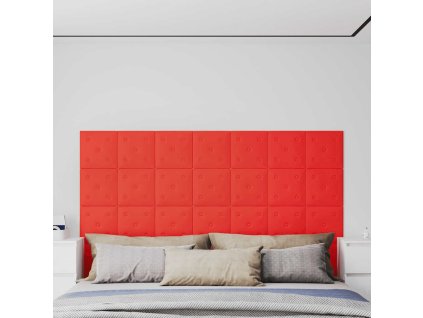 Nástěnné panely 12 ks červené 30 x 30 cm umělá kůže 1,08 m² 343976