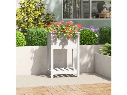 Truhlík s policí bílý 54 x 34,5 x 81 cm masivní borové dřevo 823753