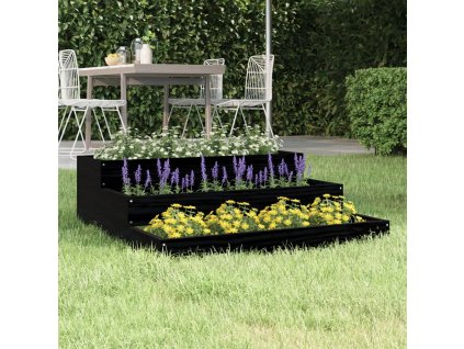 Truhlík černý 78 x 78 x 27 cm masivní borové dřevo 823910