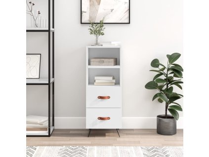 Příborník bílý s vysokým leskem 34,5x34x90 cm kompozitní dřevo 828638