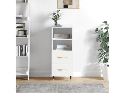 Příborník bílý s vysokým leskem 34,5x34x90 cm kompozitní dřevo 828646