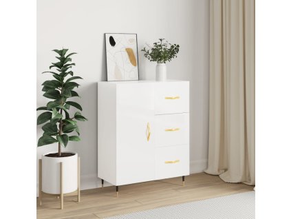 Příborník bílý s vysokým leskem 69,5x34x90 cm kompozitní dřevo 827894