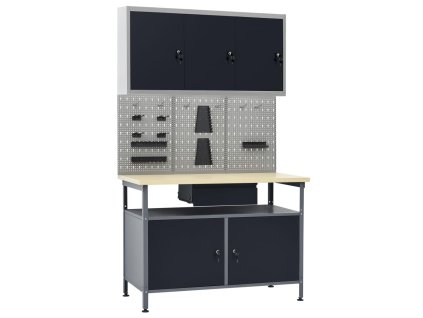 Pracovní stůl se třemi nástěnnými panely a jednou skříňkou 3053437