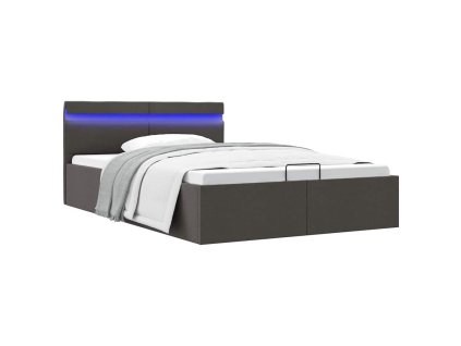 Rám postele s úložným prostorem LED tmavě šedý textil 140x200cm 285603