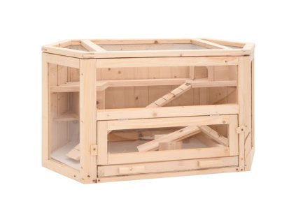 Klec pro křečky 80 x 40 x 43 cm masivní jedlové dřevo 172379