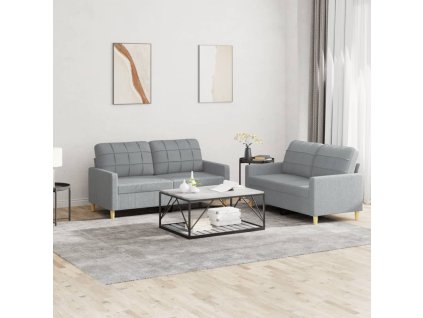 2dílná sedací souprava s poduškami světle šedá textil 3201274