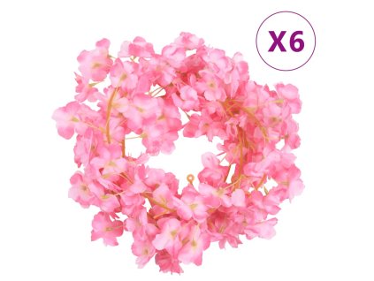 Květinové girlandy 6 ks tmavě růžové 180 cm 359056