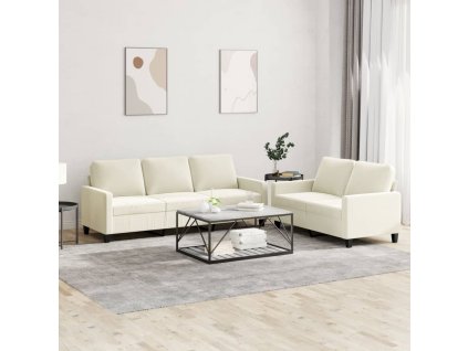 2dílná sedací souprava s poduškami krémová samet 3201524