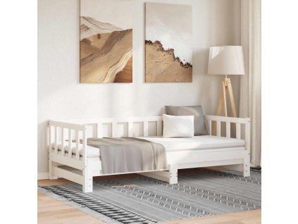 Válenda s přistýlkou bílá 90 x 200 cm masivní borové dřevo 836157