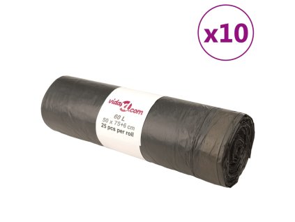 Pytle na odpadky se stahovacími šňůrkami 250 ks černé 60 l 155343