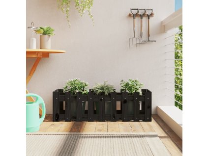 Vyvýšený záhon plotový design černý 100x30x30 cm masiv borovice 832474