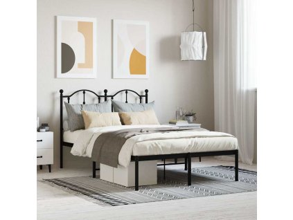 Kovový rám postele s čelem černý 120 x 200 cm 353437