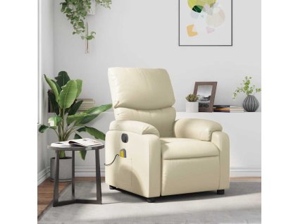 Masážní polohovací křeslo krémové umělá kůže 373442