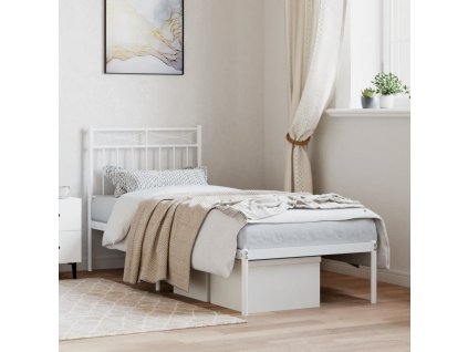 Kovový rám postele s čelem bílý 80 x 200 cm 373731