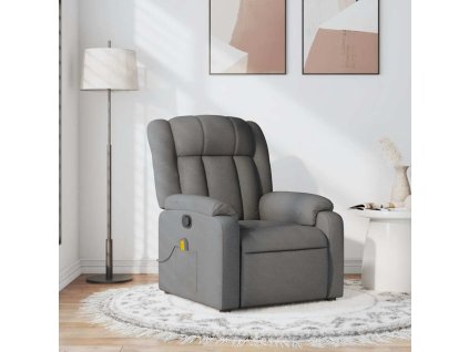 Masážní polohovací křeslo tmavě šedé textil 373587