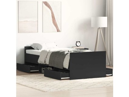 Rám postele s hlavovým a nožním čelem černý 90 x 190 cm 3203811