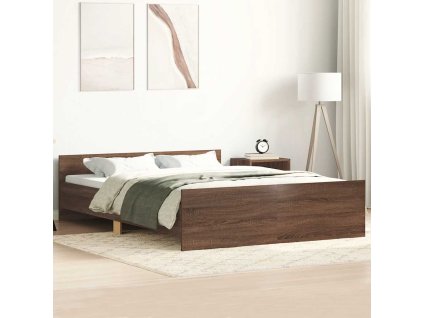 Rám postele s hlavovým a nožním čelem hnědý dub 140 x 190 cm 3203788