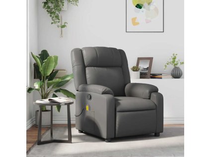 Masážní polohovací křeslo šedé umělá kůže 373532
