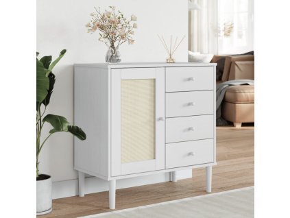 Příborník SENJA ratanový vzhled bílý 80 x 40 x 80 cm borovice 358038