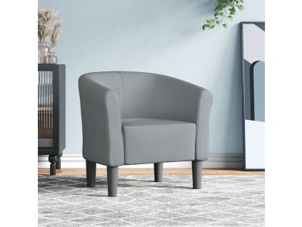 Klubové křeslo světle šedé textil 356429