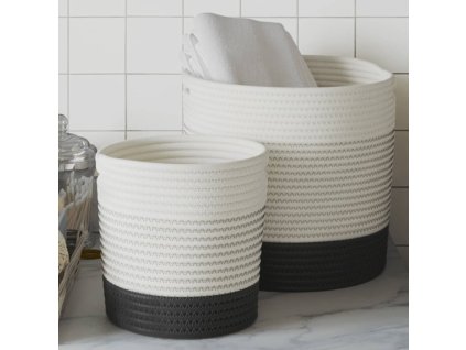 Úložné koše 2 ks bílé a černé bavlna 358478