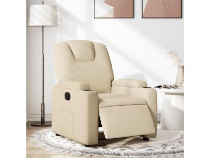 Elektrické polohovací křeslo krémové textil 3204353