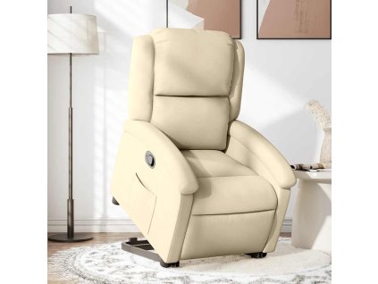 Zvedací polohovací křeslo krémové textil 3204173