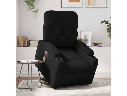 Elektrické zvedací masážní polohovací křeslo černé umělá kůže 3204793