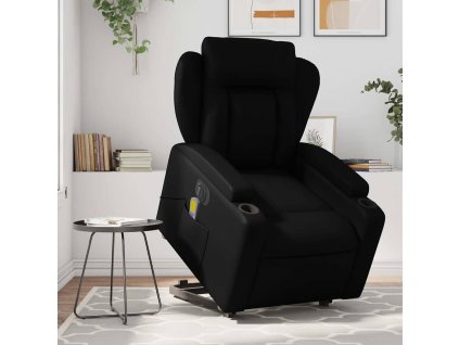 Elektrické zvedací masážní polohovací křeslo černé umělá kůže 3204565