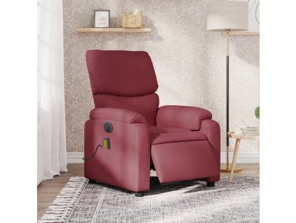 Elektrické masážní polohovací křeslo vínové textil 3204815