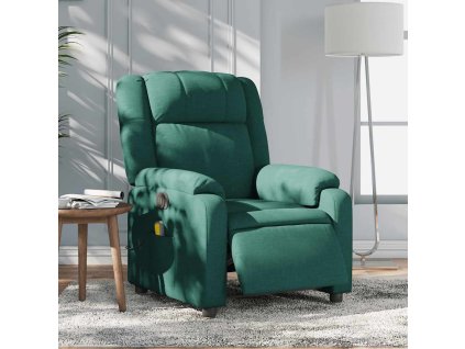 Elektrické masážní polohovací křeslo tmavě zelené textil 3205196