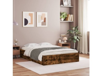Rám postele se zásuvkami kouřový dub 135 x 190 cm kompozit 3207312