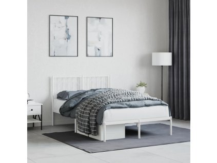 Kovový rám postele s čelem bílý 120 x 200 cm 374484