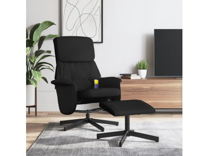 Masážní polohovací křeslo s podnožkou černé textil 356680