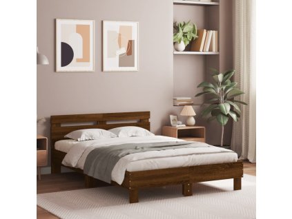 Rám postele s čelem hnědý dub 120 x 190 cm kompozitní dřevo 3207454