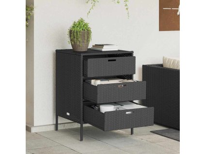 Zahradní úložná skříň černá 55 x 59 x 80 cm polyratan 365551