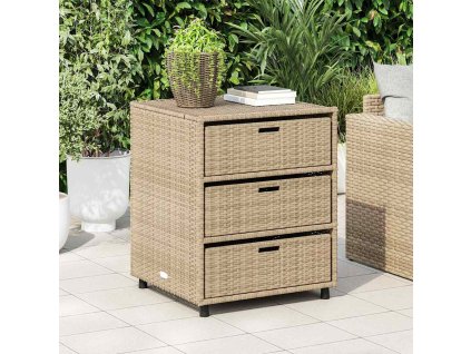 Zahradní úložná skříň béžová 55 x 59 x 69 cm polyratan 365558