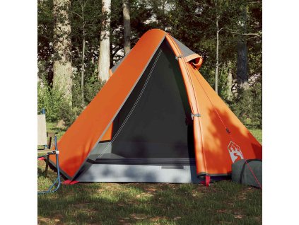 Kempingový stan kopule pro 2 osoby šedý a oranžový nepromokavý 94321