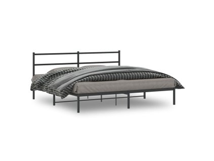 Kovový rám postele s čelem černý 193 x 203 cm 355371