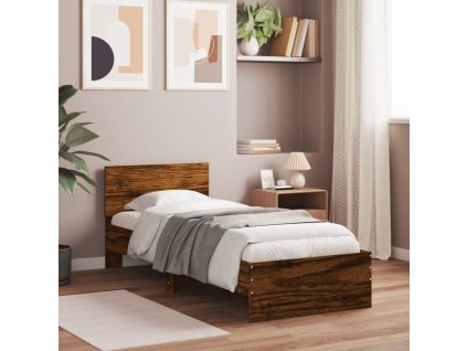 Rám postele s čelem kouřový dub 75 x 190 cm kompozitní dřevo 838663